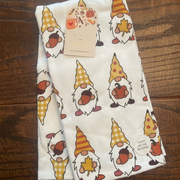 Kitchen Fall Gnome Kitchen Towels Set Of 2 Gnomes Holding Fall Leaves